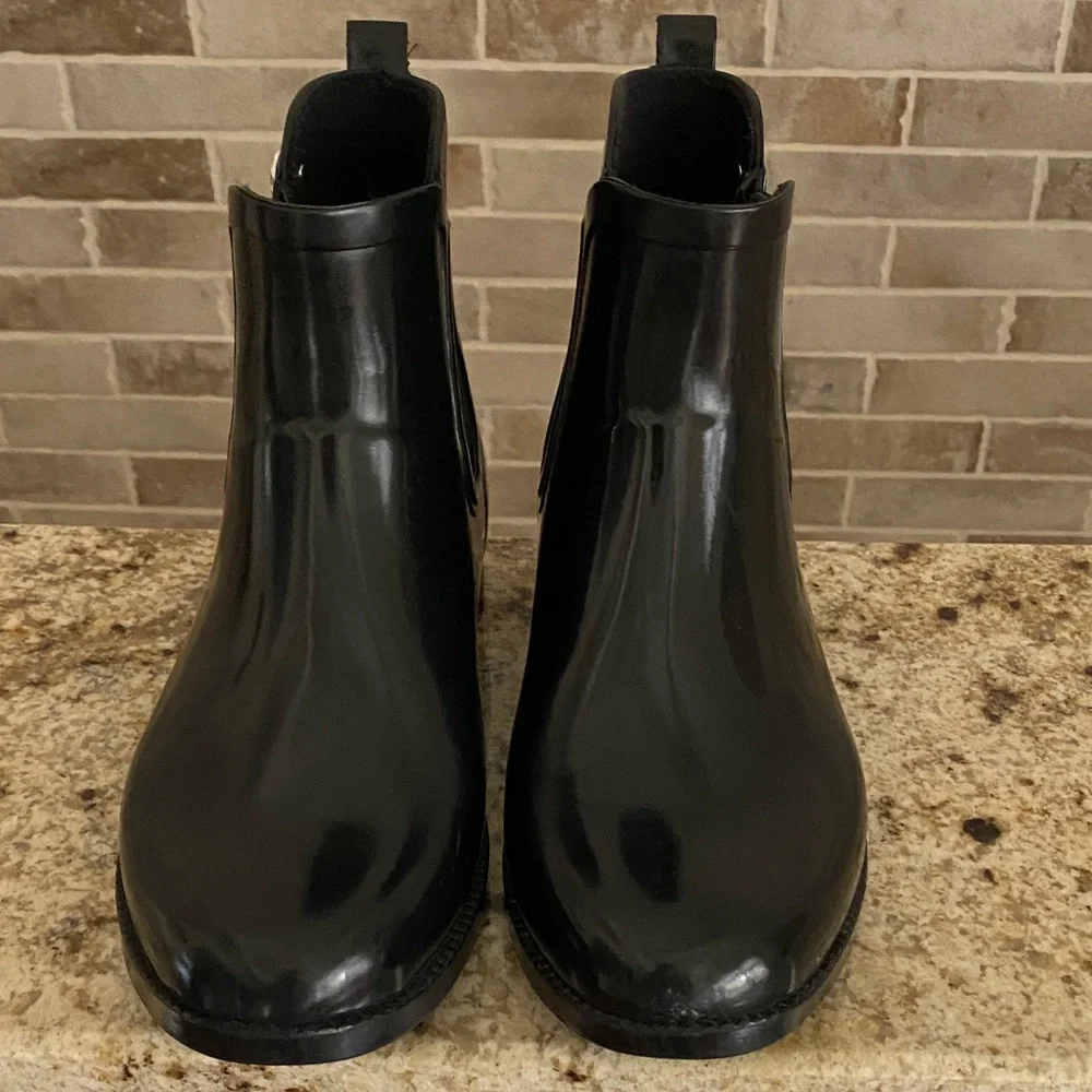 Michael Kors Black Gloss Chelsea Rain Ankle Boots